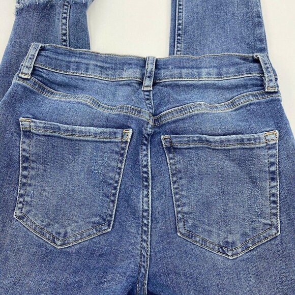 Free People Sz 25x26 Ripped Fray Raw Hem Skinny Jeans - Picture 8 of 8
